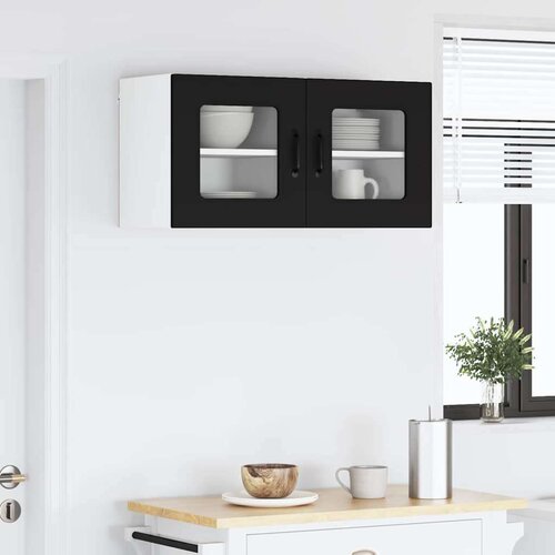 VidaXL zidni kuhinjski ormarić s policom 2 pcs crna 40 x 31 x 40 cm Slike