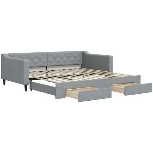 VidaXL Dnevni krevet na razvlačenje svjetlosivi 100x200 cm od tkanine Slike