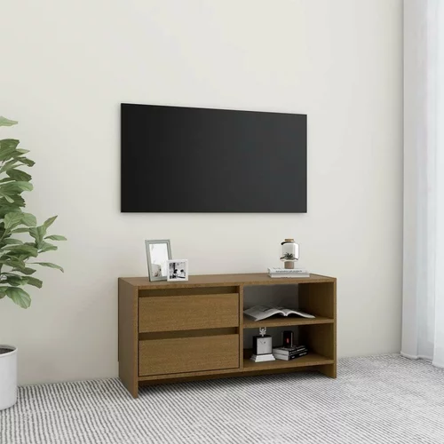 TV ormarić smeđa boja meda 80 x 31 x 39 cm od masivne borovine