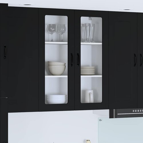 vidaXL Stenska kuhinjska omarica Črna 80 x 31 x 100 cm Konstruiran les Cene