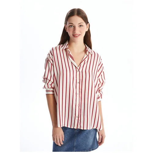 LC Waikiki Lcw Striped Long Sleeve Oversize Satin Women's Shirt