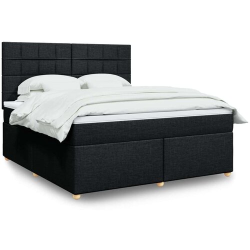 VidaXL Krevet s oprugama i madracem crni 180x200 cm od tkanine Slike