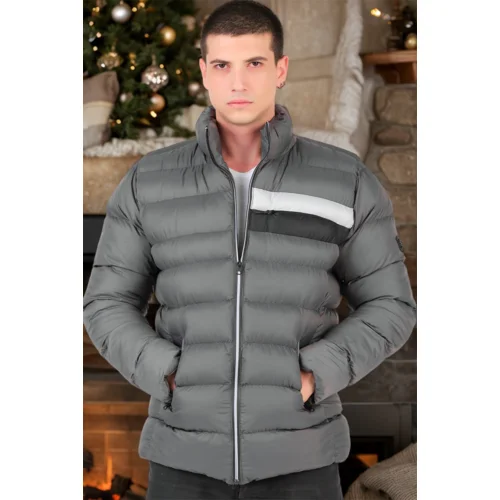 Dewberry M8650 MEN'S PUFFER COAT-PLAIN GREY