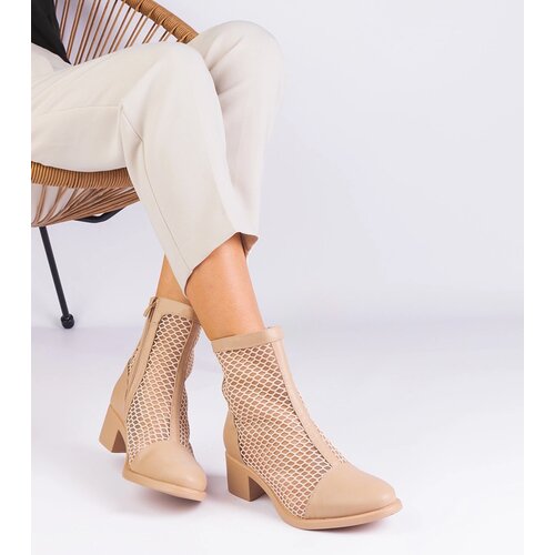 Gemre Beige Mesh Heeled Ankle Boots Melarka Cijene