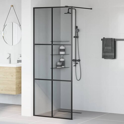  Zid za walk-in tu&amp;scaron; Crna 80 x 195 cm Staklo otporno na udarce Slike