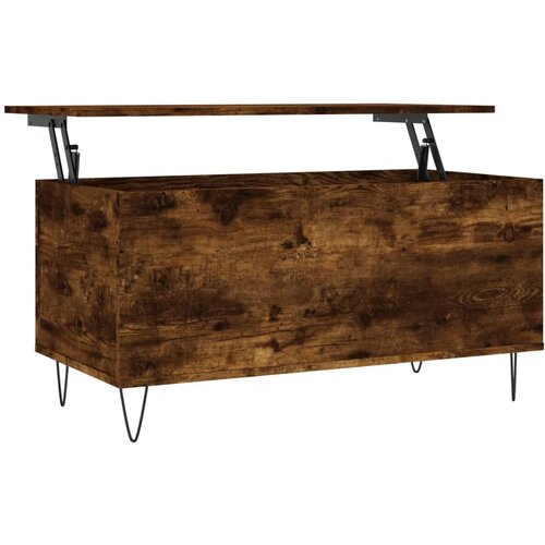 Maison Chic Klubska mizica - kavna mizica - Nizka mizica dimljeni hrast 90x44,5x45 cm inženirski les, (21755065) Slike