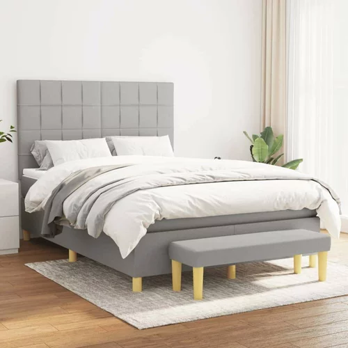  Box spring postelja z vzmetnico svetlo siva 140x200 cm blago, (20900036)