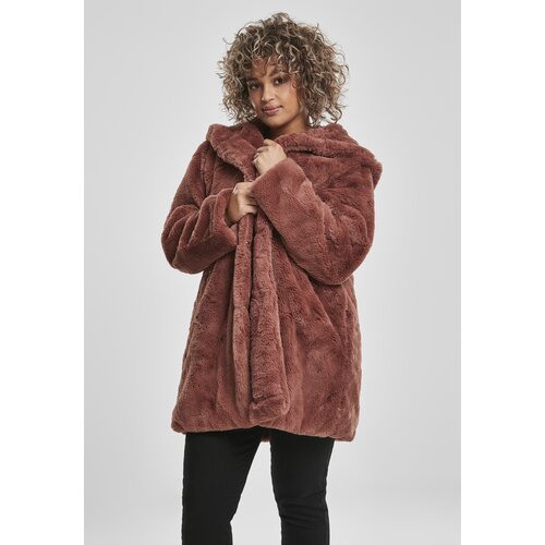 Urban Classics Ladies Hooded Teddy Coat darkrose Cene