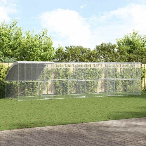 vidaXL kavez za piliće srebrno 800 x 200 x 198.5 cm pocinčani čelik Cijene