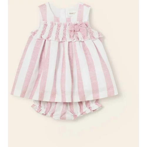 Mayoral Newborn Pamučna haljina za bebe boja: ružičasta, mini, širi se prema dolje