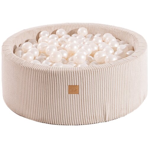 MeowBaby Okrogel bazen z žogicami Aesthetic bazen z žogicami 90x30 cm z 200 žogicami, velvet, Bež: White Pearl, (21289310) Cene