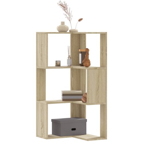  Kutni regal za knjige 3 razine boja hrasta 50x50x102 cm drveni Cene