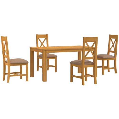  Blagovaonski set 5 kom. Siva Čvrsto Hrastovo Drvo 150 x 85 x 75 cm Slike
