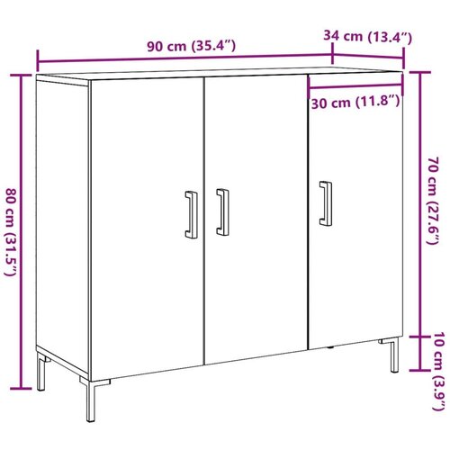 VidaXL Komoda boja starog drva 90 x 34 x 80 cm od konstruiranog drva Slike