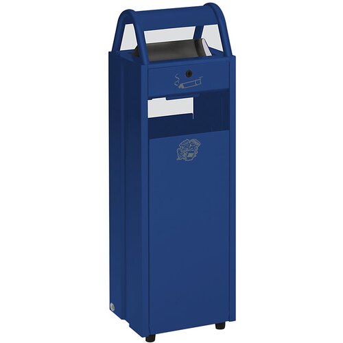 VAR Posoda za odpadke s pepelnikom, prostornina 35 l, ŠxVxG 300 x 960 x 250 mm, modra RAL 5010 Cene