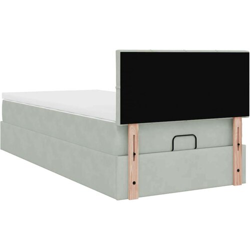 VidaXL okvir kreveta s madraca svijetlosivi 90x200cm bar&amp;scaron;unasti Slike