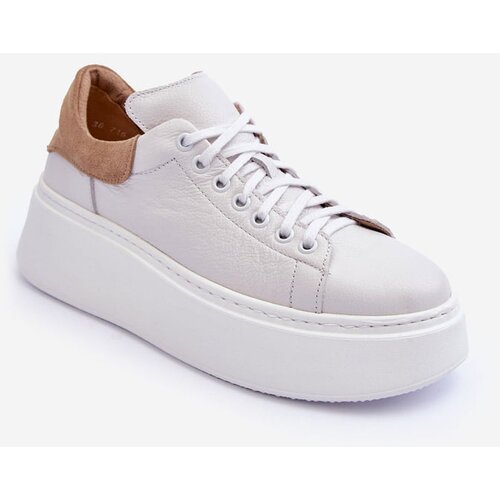 Kesi Women's sports leather shoes on the platform White Milonia Cene