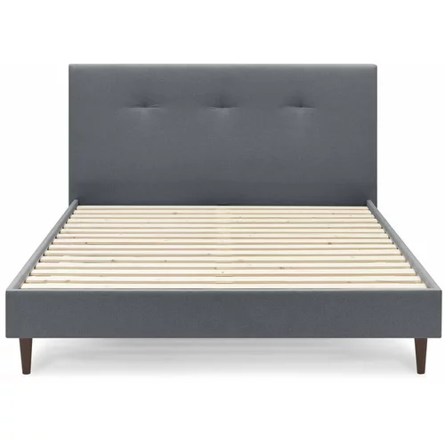 Bobochic Paris Tamno sivi tapecirani bračni krevet s podnicom 160x200 cm Tory -