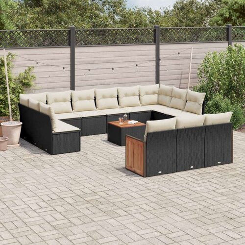  14-dijelni set vrtnih sofa s jastucima poliratan crni Cijene