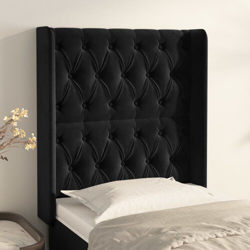  Uzglavlje s u&scaron;ima crno 83x16x118/128 cm bar&scaron;unasto Cijene