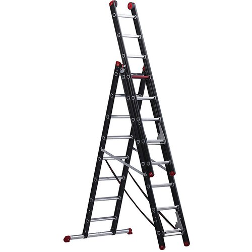 Altrex Večnamenska lestev z aluminijasto oblogo, 3-delna, črna, 3 x 8 klinov Cene