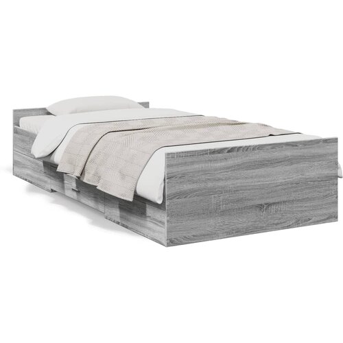 VidaXL Okvir kreveta s ladicama siva boja hrasta 90 x 190 cm drveni Slike