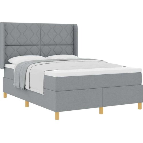 VidaXL Boxspring - Krevet s oprugama s madracem Svjetlosiva 140 x 190 cm tkanina Slike