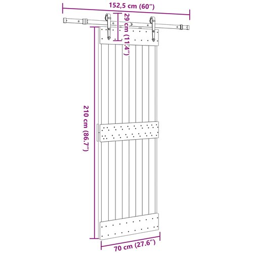  Klizna vrata NARVIK Prirodna i crna 70 x 210 cm (152,5 cm) Slike