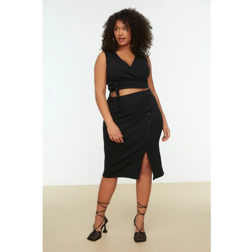 Trendyol Curve Black Skirt-Blouse Knitted Bottom-Top Set