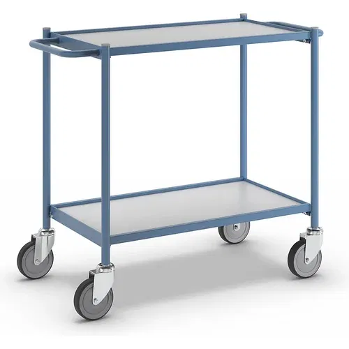 eurokraft pro Transportni voziček, nosilnost 150 kg, s potisnim ročajem, 2 nivoja, 4 vrtljiva kolesa
