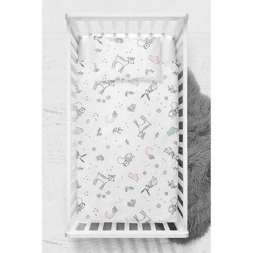 Mijolnir Bela otro&amp;scaron;ka posteljnina za otro&amp;scaron;ko posteljico iz renforce bombaža 100x150 cm Flowers &amp;ndash; Slike