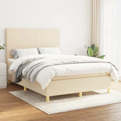  Krevet s oprugama i madracem krem 140x200 cm od tkanine