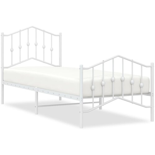 Maison Chic Kovinski Posteljni okvir - Enojna postelja - Postelja za odrasle z vzglavjem in vznožjem bel 90x200 cm, (21696694) Cene