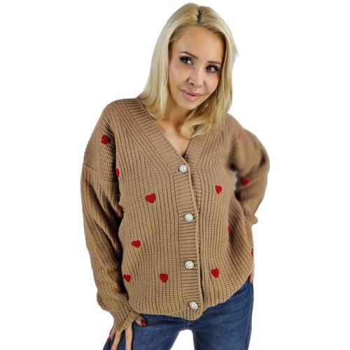 Pri Warm and cozy women's sweater with hearts for autumn SUMMER Cijene