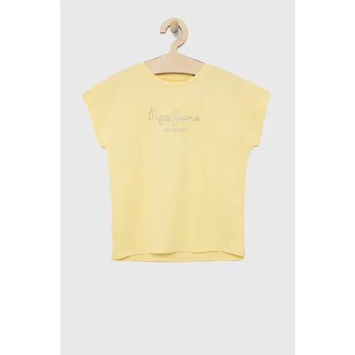 Pepe Jeans Dječja pamučna majica kratkih rukava boja: žuta