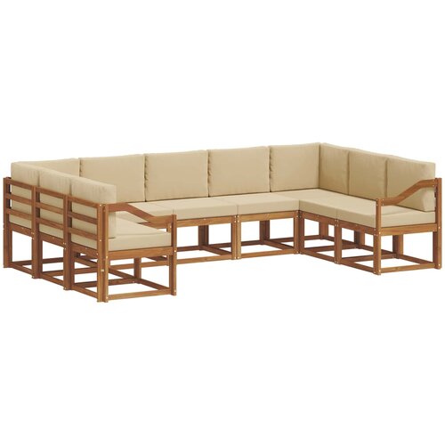  Set vanjskih sofa 9 kom. Prirodna i bež Smeđa 304 x 185,5 x 73 cm Slike