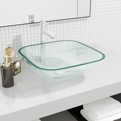 vidaXL Umivaonik stakleni 42 x 42 x 14 cm prozirni Cijene