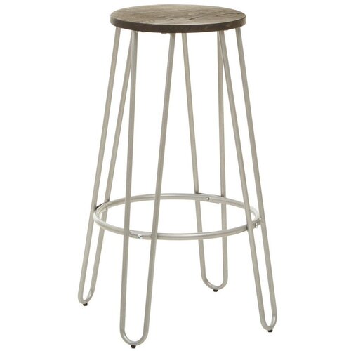 Premier Housewares Barska stolica od čvrstog brijesta u srebrnoj boji/u prirodnoj boji (visine sjedala 75 cm) District &ndash; Cijene