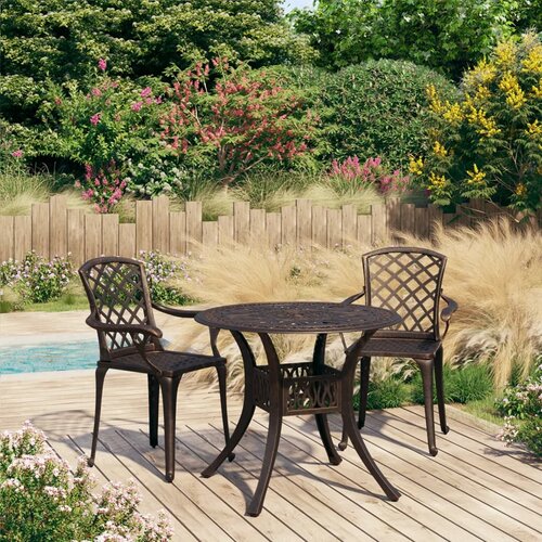  3-dijelni bistro set od lijevanog aluminija brončani Cene