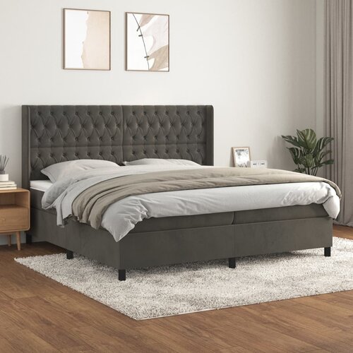The Living Store Box spring postelja z vzmetnico temno siva 200x200 cm žamet - Box Spring Postelja, (21492175) Slike
