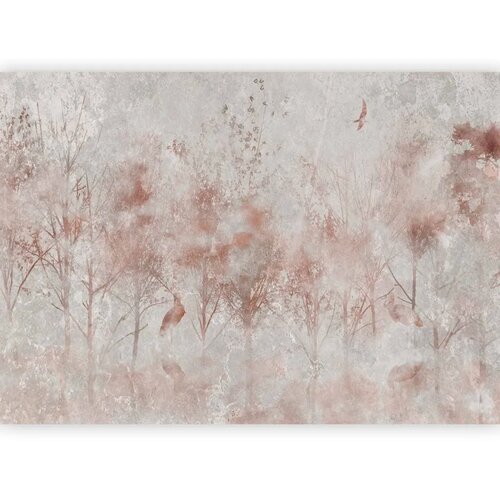  Foto tapeta - Autumn landscape - abstract with trees and birds on a textured background 150x105 Standard Slike