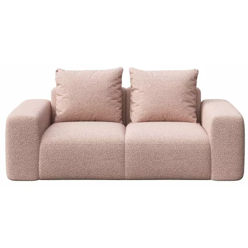 MESONICA Svetlo rožnata sedežna garnitura iz tkanine bouclé 212 cm Feiro –