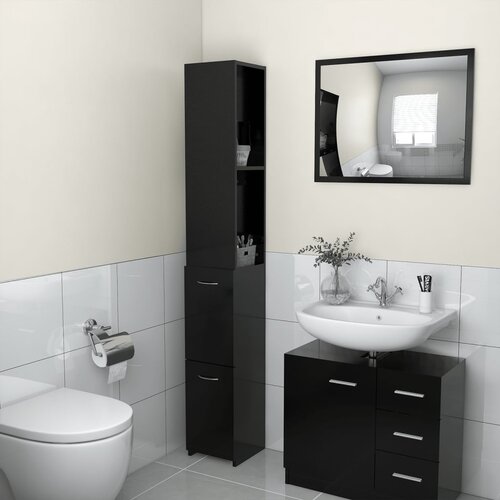VidaXL Kopalni&amp;scaron;ka omarica črna 25x25x170 cm iverna plo&amp;scaron;ča Slike