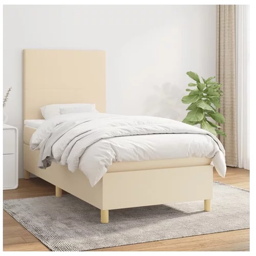  Box spring postelja z vzmetnico krem 90x200 cm blago