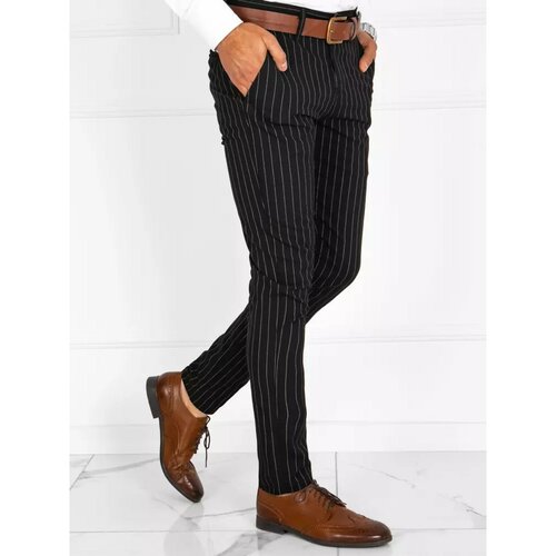 DStreet Black UX3672 striped men's chino trousers Cene
