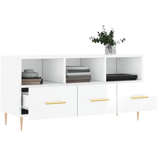  TV ormarić sjajni bijeli 102 x 36 x 50 cm od konstruiranog drva Slike