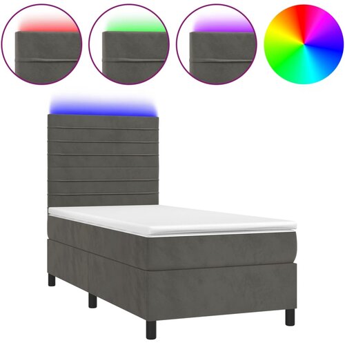  box spring s madracem LED tamnosivi 80 x 200 cm bar&amp;scaron;un Slike