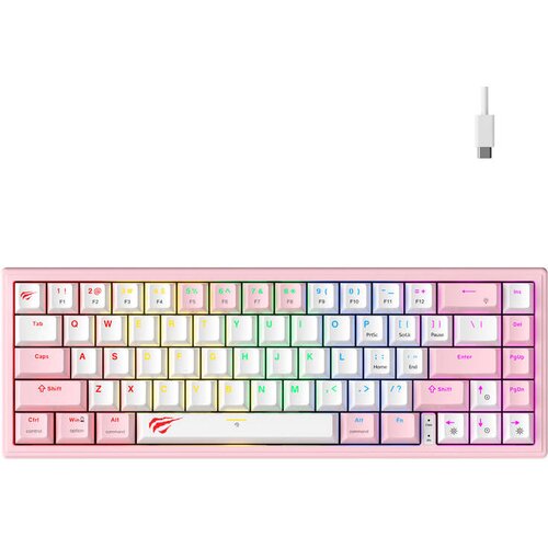 Havit KB874L RGB mehanička gaming tipkovnica rozo-bijela, UK layout Cijene