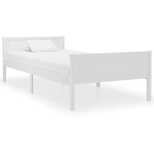 VidaXL Posteljni okvir iz trdne borovine bel 100x200 cm Slike