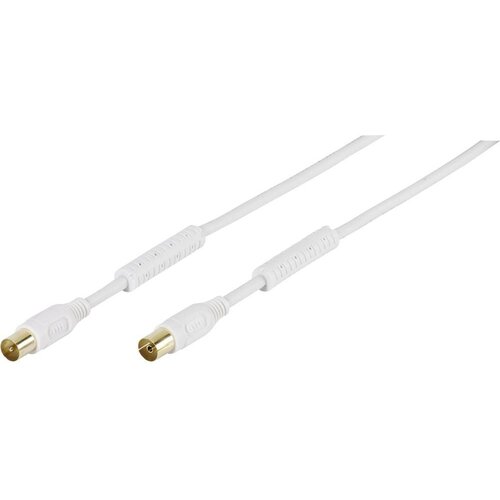 Vivanco antene priključni kabel [1x 75 Ω antenski ženski konektor - 1x 75 Ω antenski moški konektor] 3.00 m 110 dB pozlačeni konektorji\, s feritnim jedrom bela, (20431465) Cene